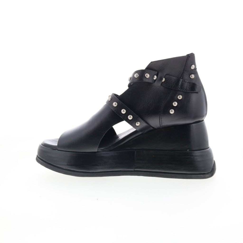 Raza B27006-201-6002 Womens Black Leather Heeled Sandals Shoes