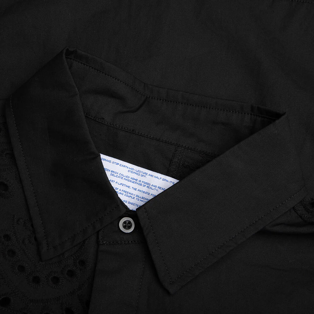Lace Button Up Black