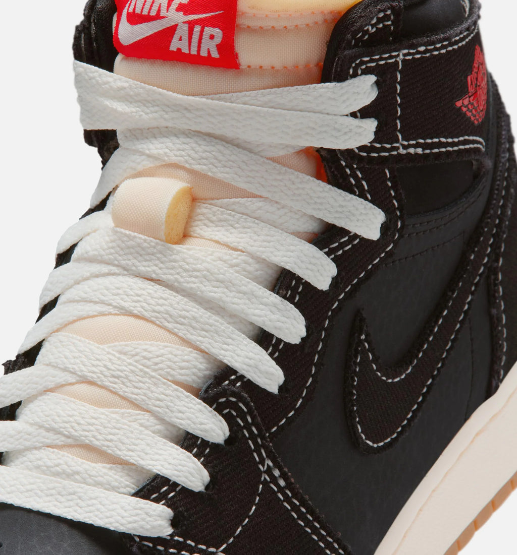 Air Jordan 1 Retro High OG Flight Club Grade School Lifestyle Shoe Black Sail Gum Medium Brown University Red