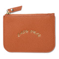Cash Only Leather Zip Wallet Tan