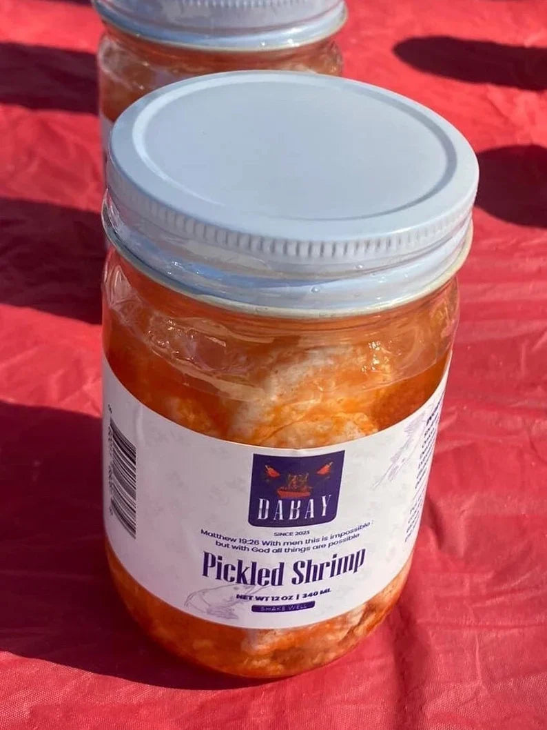 Cajun Spicy Pickled Shrimp 12oz Jar | Tangy Marinated Mississippi Gulf Shrimp Ready-to-Eat Seafood Snack