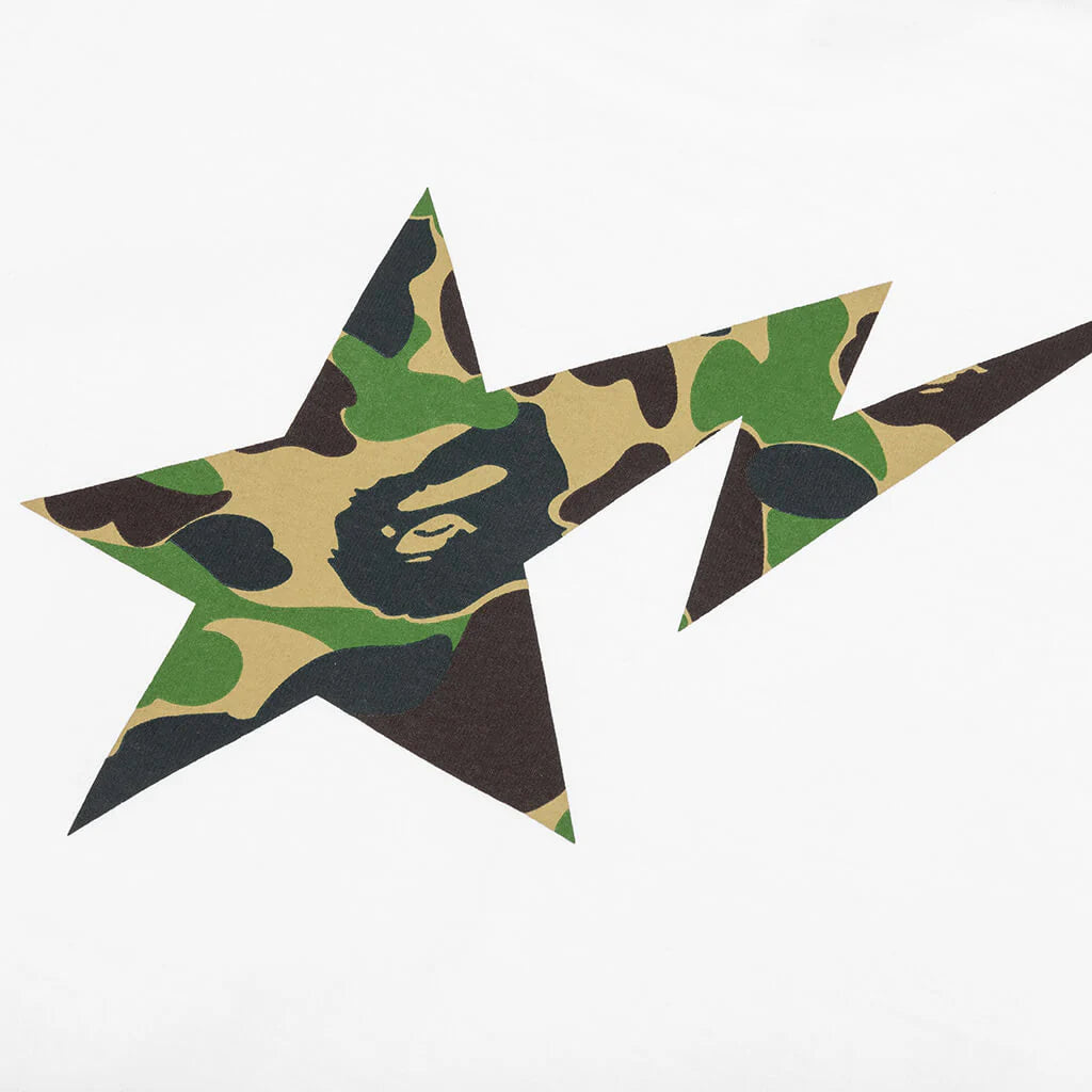 Abc Camo Bape Sta Logo L S Tee White Green