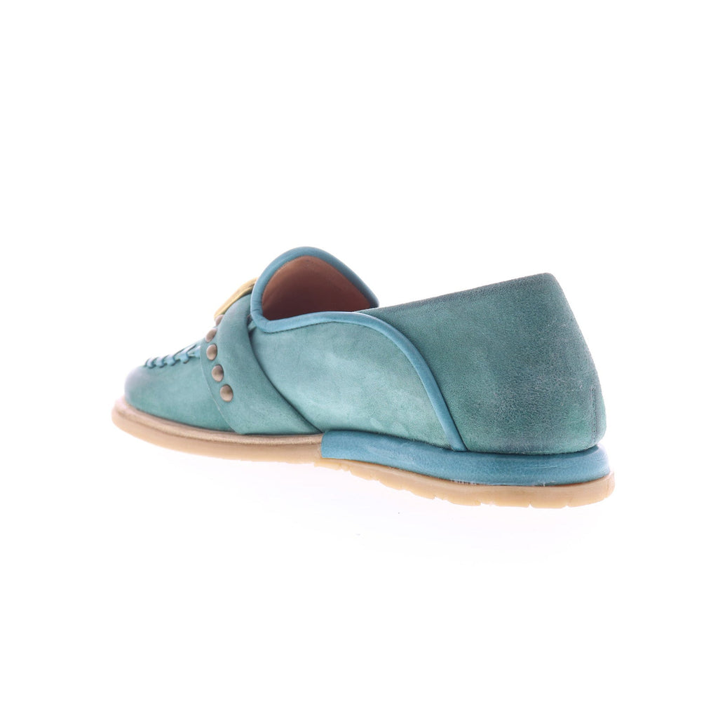 Tayte Womens Green Leather Hook & Loop Loafer Flats Shoes