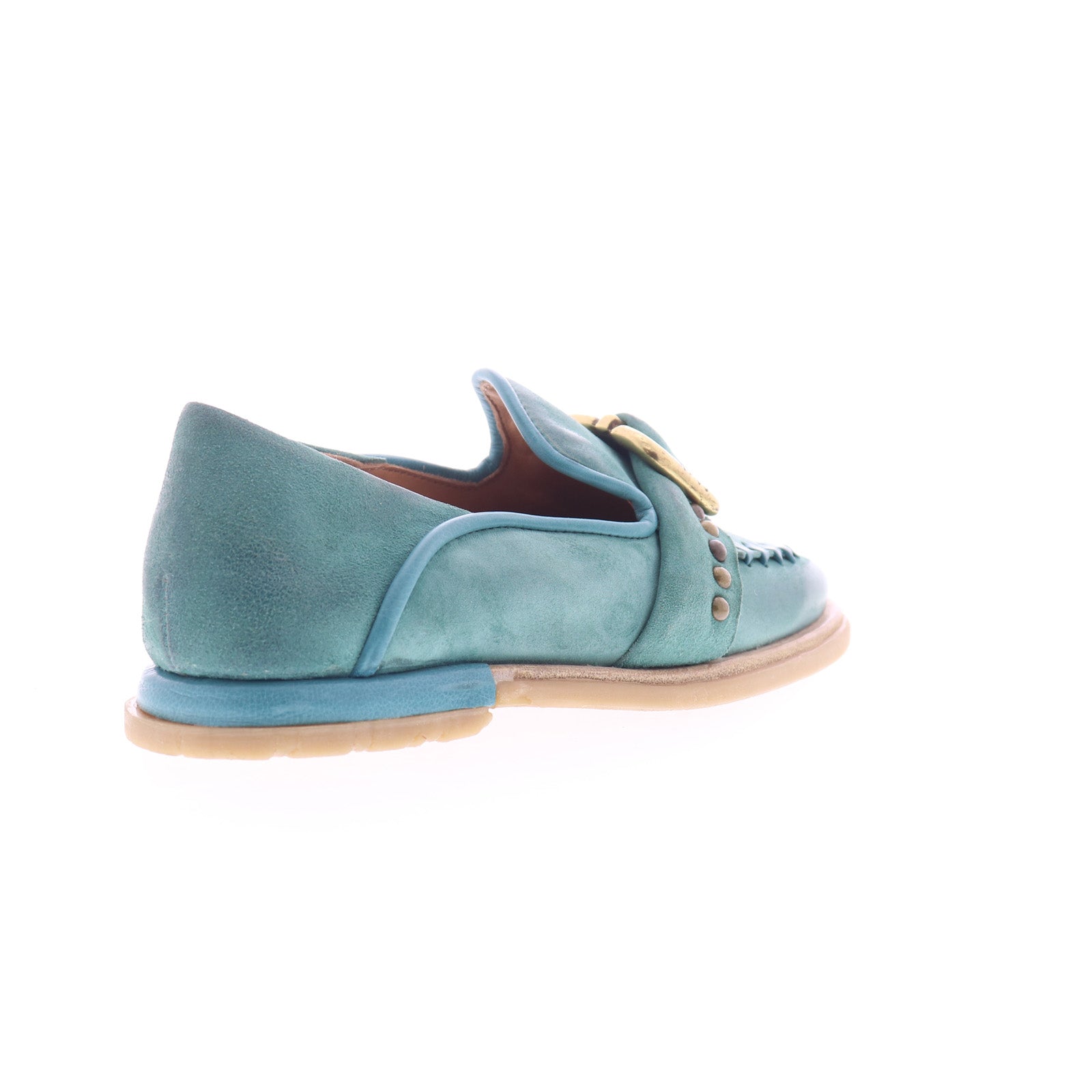 Tayte Womens Green Leather Hook & Loop Loafer Flats Shoes