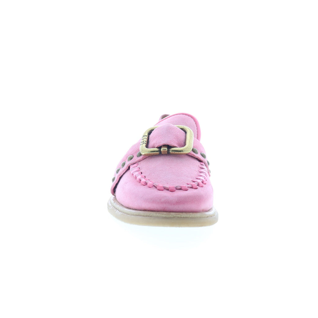 Tayte Womens Pink Leather Hook & Loop Loafer Flats Shoes