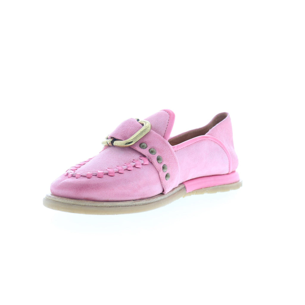 Tayte Womens Pink Leather Hook & Loop Loafer Flats Shoes