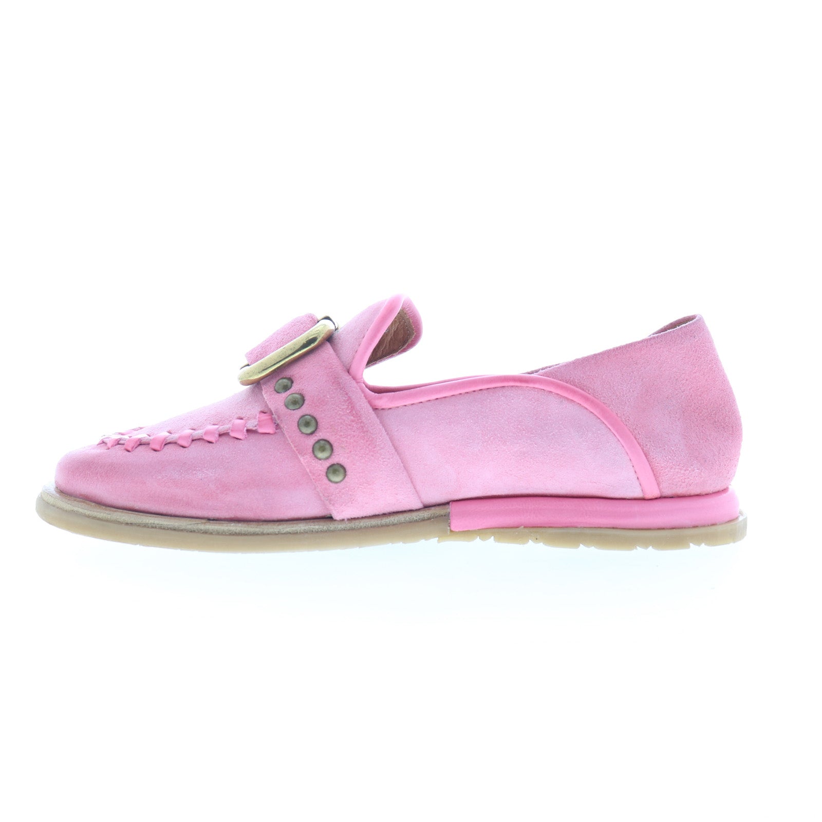 Tayte Womens Pink Leather Hook & Loop Loafer Flats Shoes
