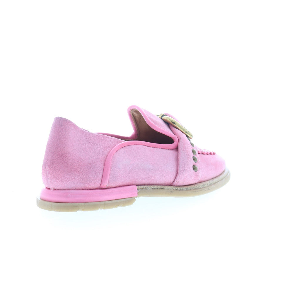 Tayte Womens Pink Leather Hook & Loop Loafer Flats Shoes