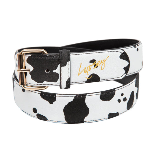 Loosey Belts Moosey Cow Print