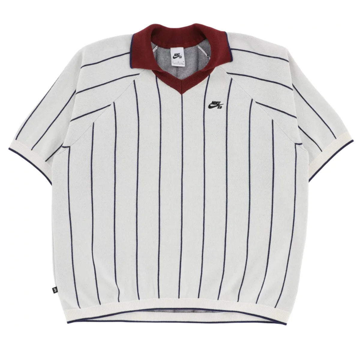 Nike SB Short Sleeved Polo Skate Sweater Sail Navy Dark Red