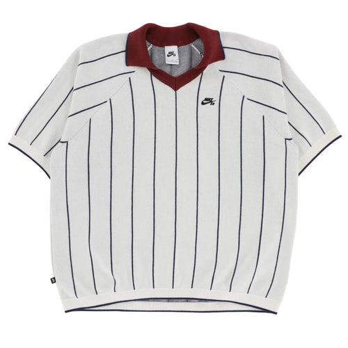 Nike SB Short Sleeved Polo Skate Sweater Sail Navy Dark Red