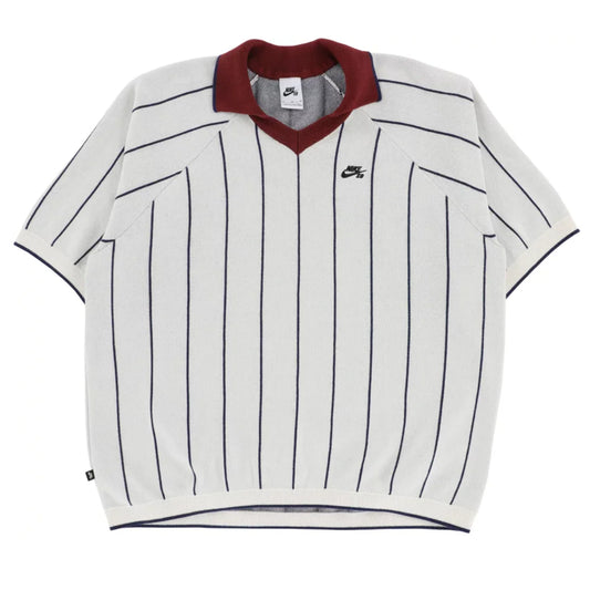 Nike SB Short Sleeved Polo Skate Sweater Sail Navy Dark Red