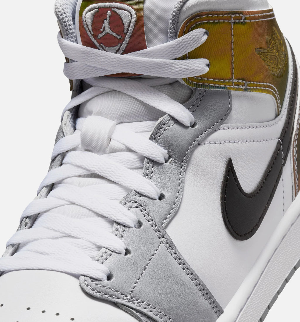 Air Jordan 1 Mid SE Mens Lifestyle Shoe Black White Wolf Grey