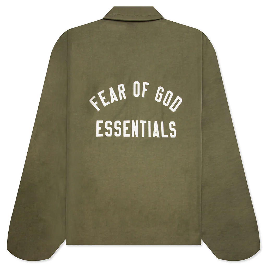 Textured Nylon Trucker Jacket Military