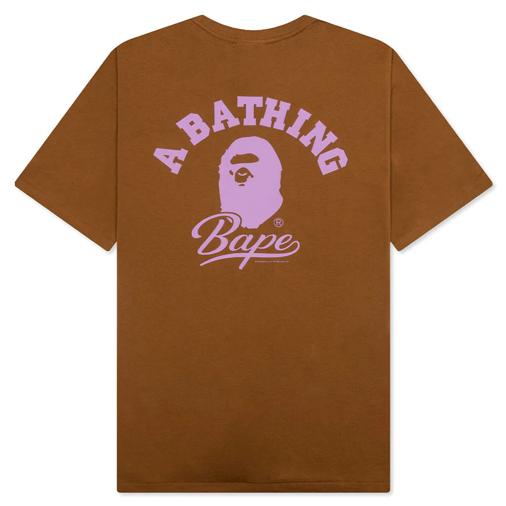 Cursive College Logo Relaxed Fit Tee Brown