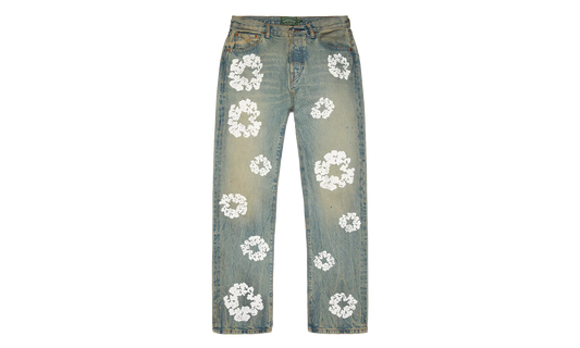 Straight Cotton Wreath Denim Pant Dirty Wash "Blue" DT600