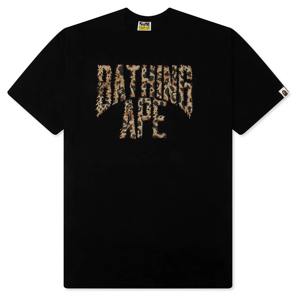 Wild Leopard Pattern NYC Logo Tee Black Beige
