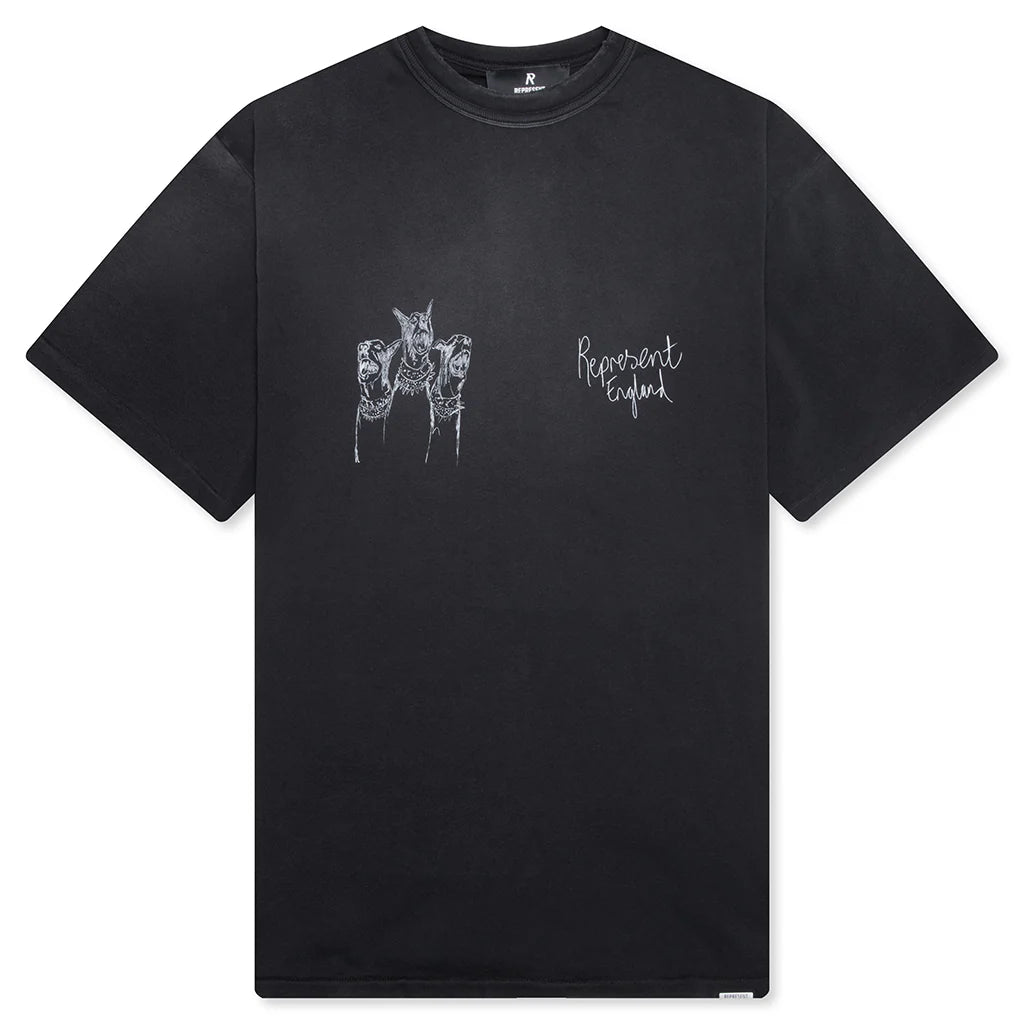 Hand Drawn Thoroughbred Dogs T Shirt Aged Black