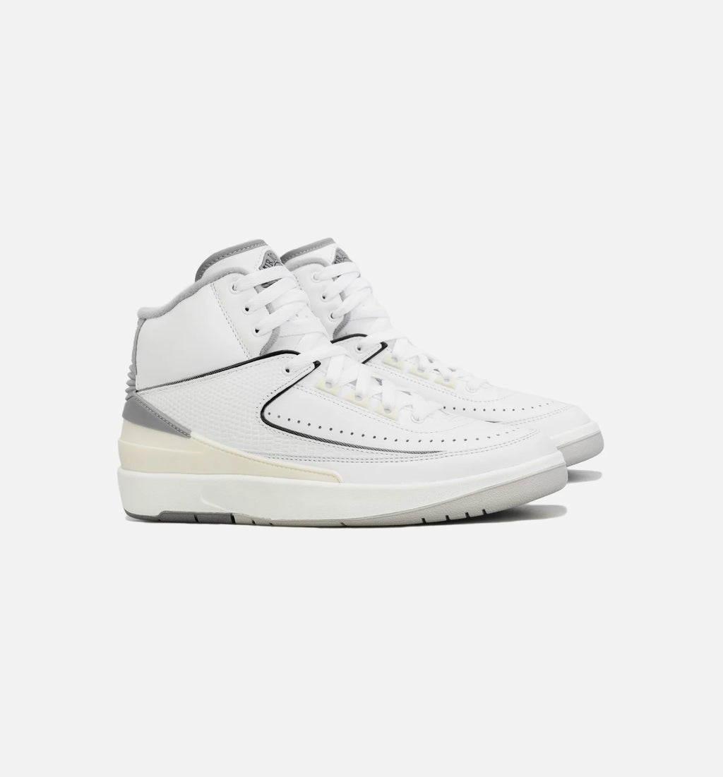 Air Jordan 2 Retro Cement Grey Grade School Lifestyle Shoe White Grey