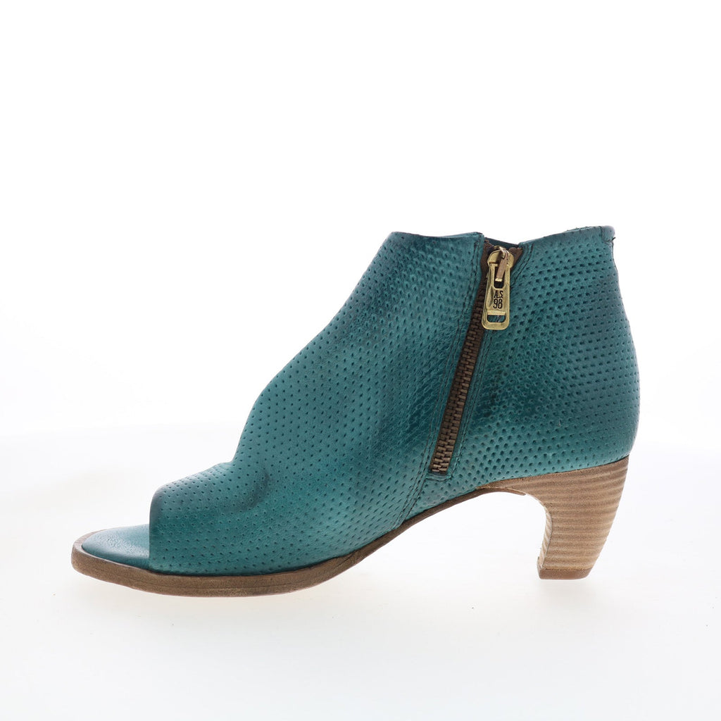 Bakari Womens Green Leather Zipper Heeled Sandals Shoes