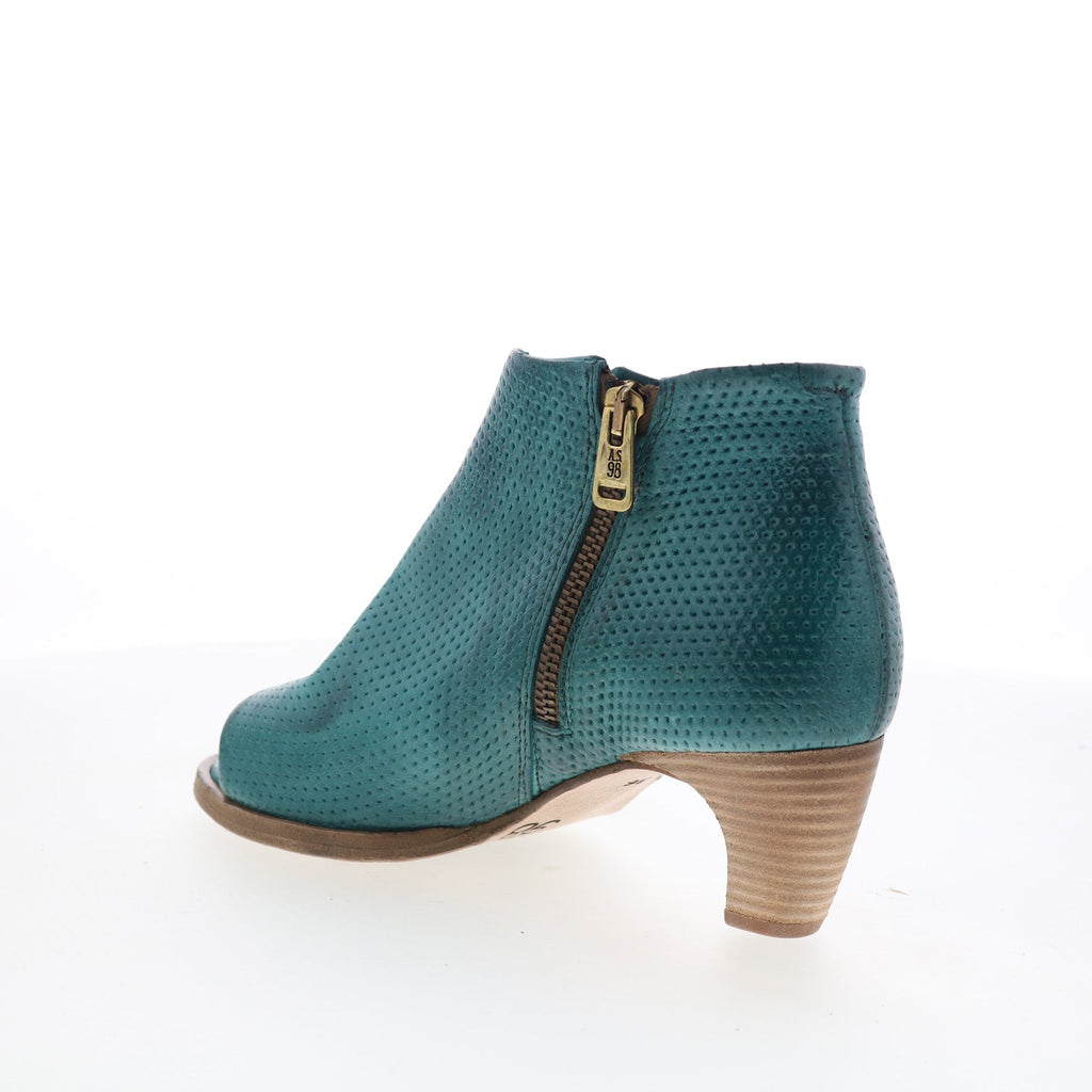Bakari Womens Green Leather Zipper Heeled Sandals Shoes