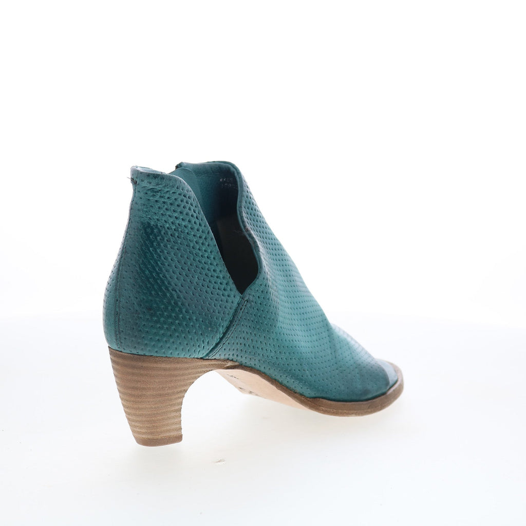 Bakari Womens Green Leather Zipper Heeled Sandals Shoes