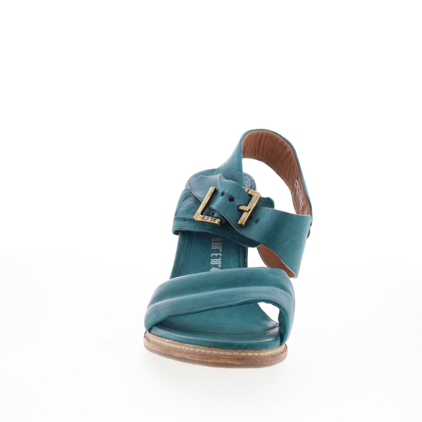 Barnett Womens Green Leather Hook & Loop Heeled Sandals Shoes