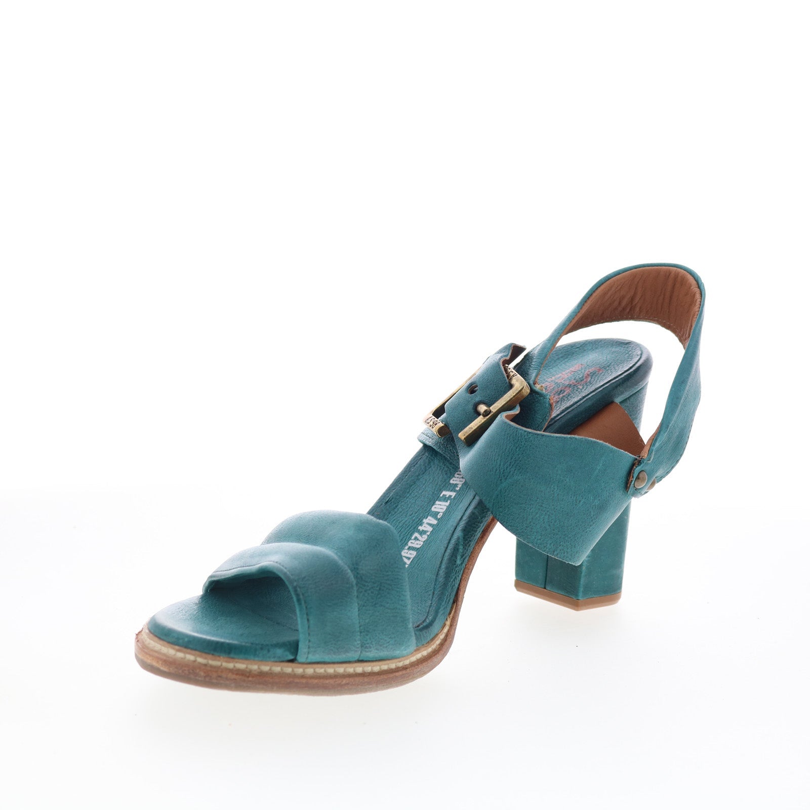 Barnett Womens Green Leather Hook & Loop Heeled Sandals Shoes