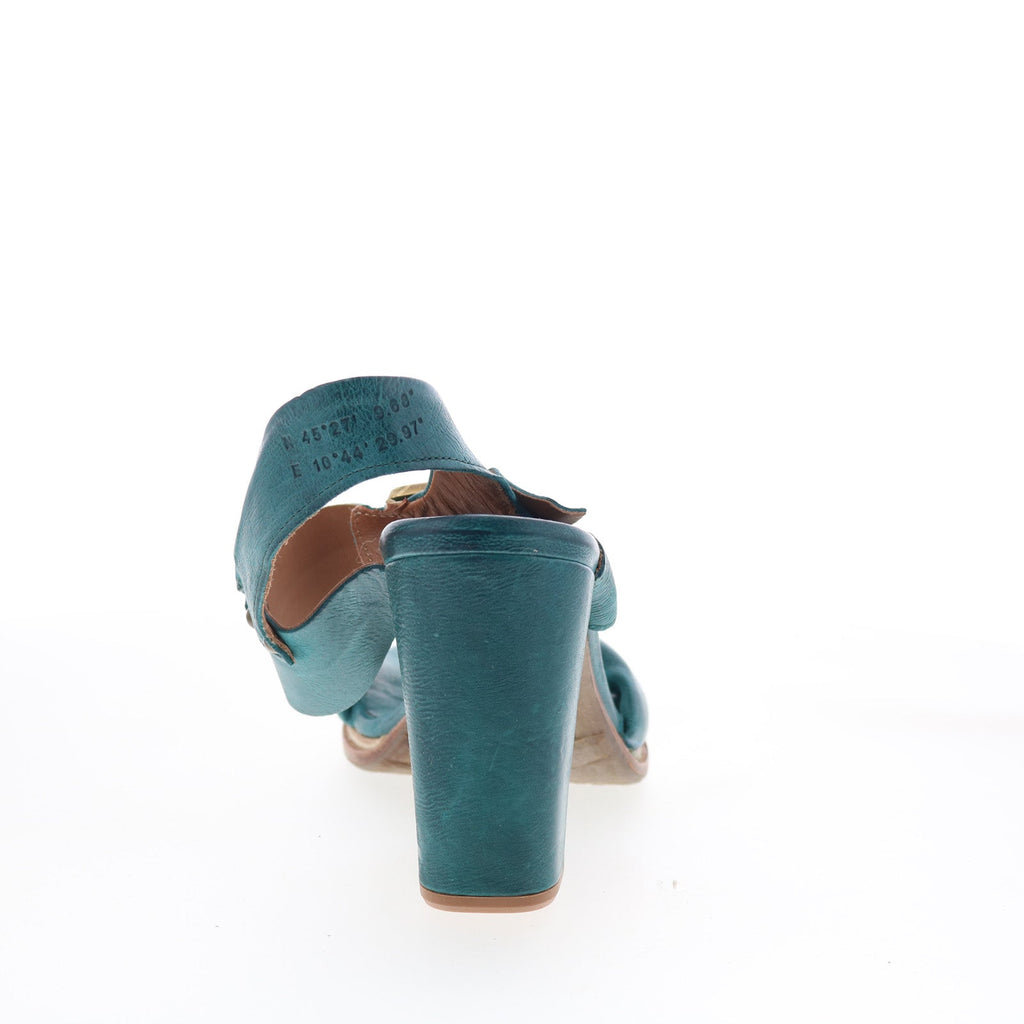 Barnett Womens Green Leather Hook & Loop Heeled Sandals Shoes