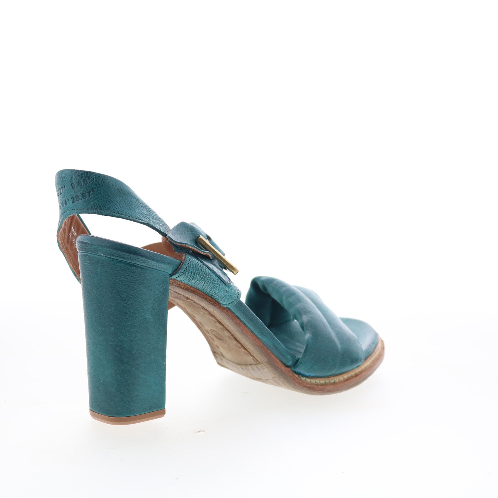 Barnett Womens Green Leather Hook & Loop Heeled Sandals Shoes