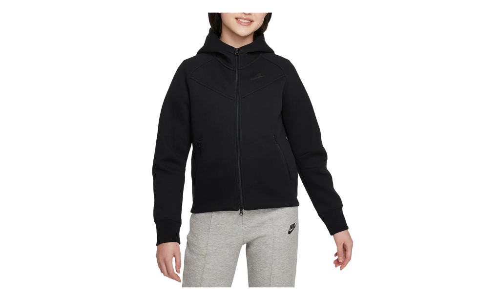Sportswear Tech Fleece Girls' Full-Zip Hoodie GS "Black / Black / Black" FD2979 010