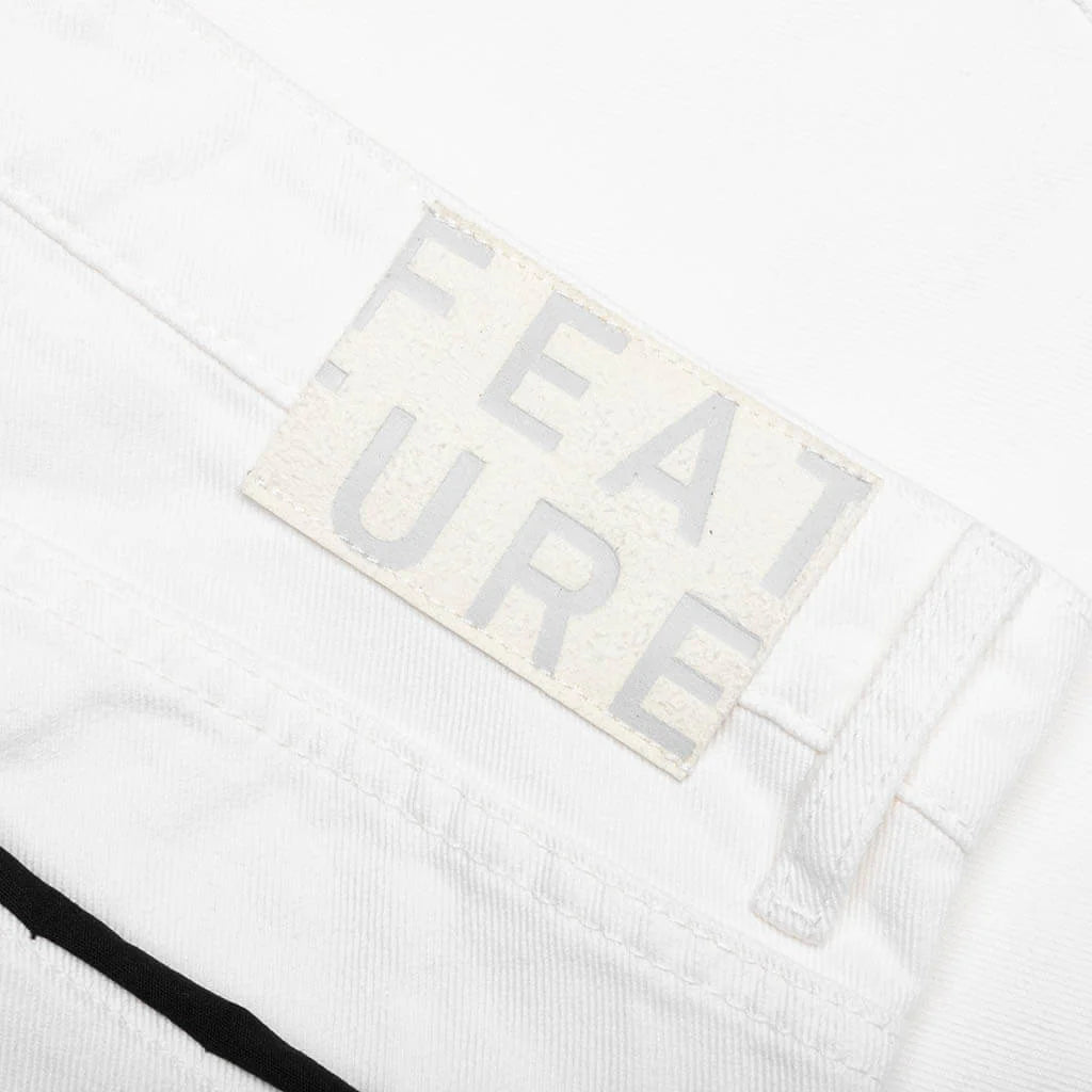 Berry Wide Denim Short Washed White
