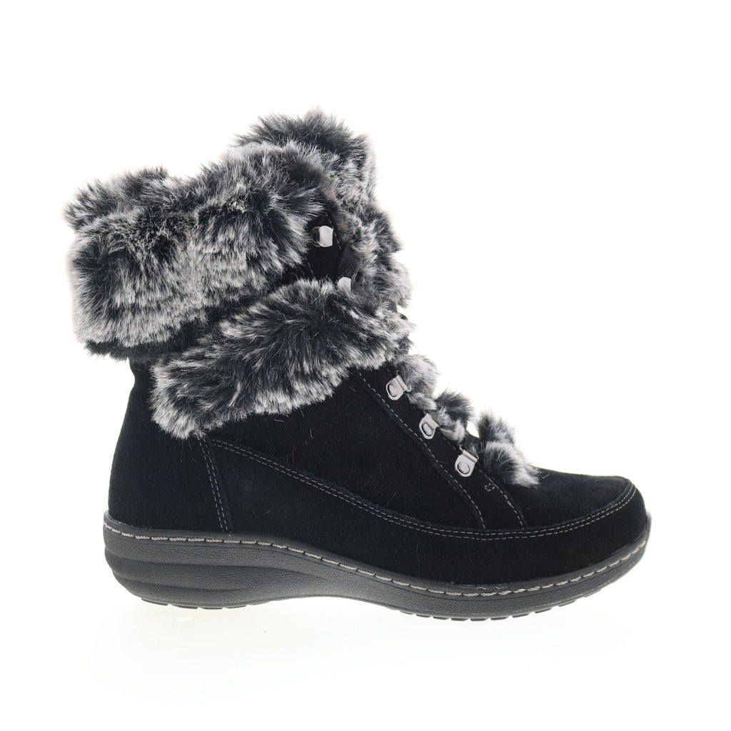 Aetrex Fiona BB270 Womens Black Suede Lace Up Casual Dress Boots