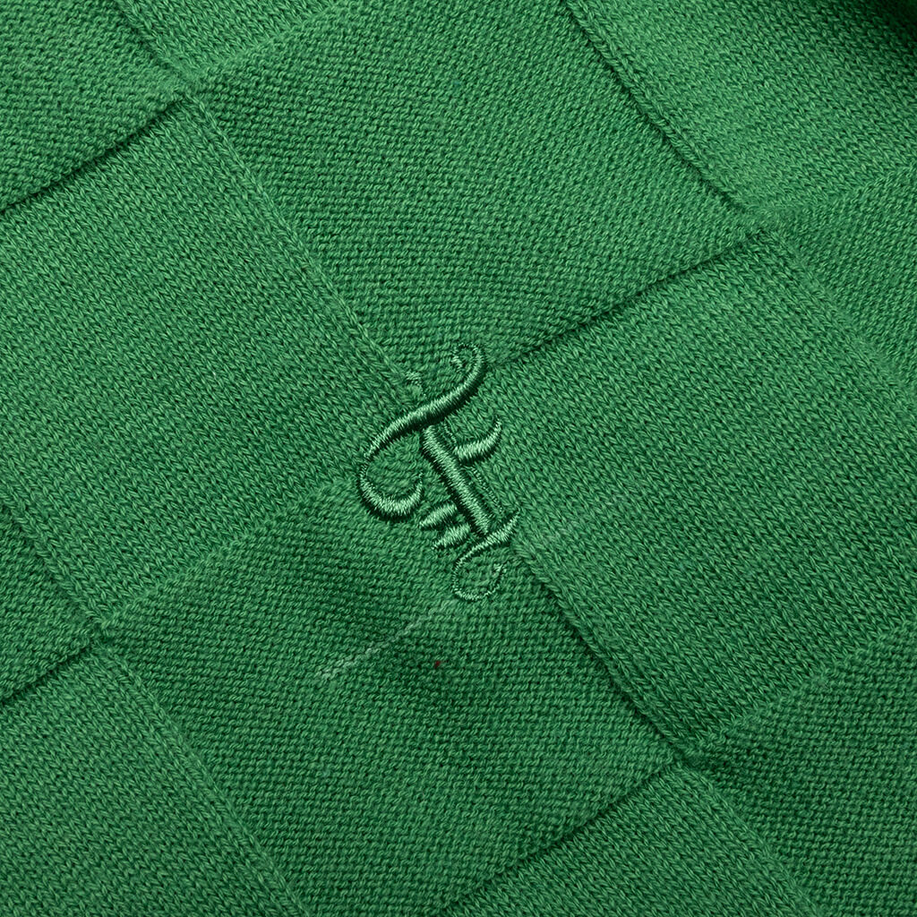 Palmer Checked L S Sweater Polo Augusta Green
