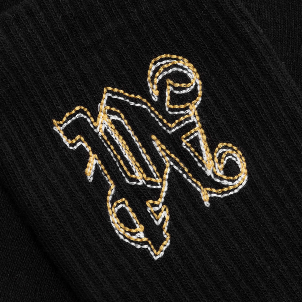 Double Monogram Socks Black Ocher Yellow