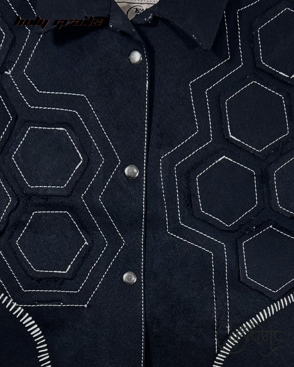 Just A Hexagon Black Denim Vest HG x Just A Karigar