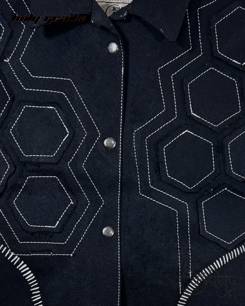 Just A Hexagon Black Denim Vest HG x Just A Karigar