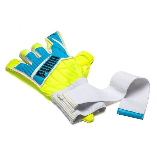 PUMA Evospeed 14 Goalkeeper Gloves Safety Yellow Atomic Blue