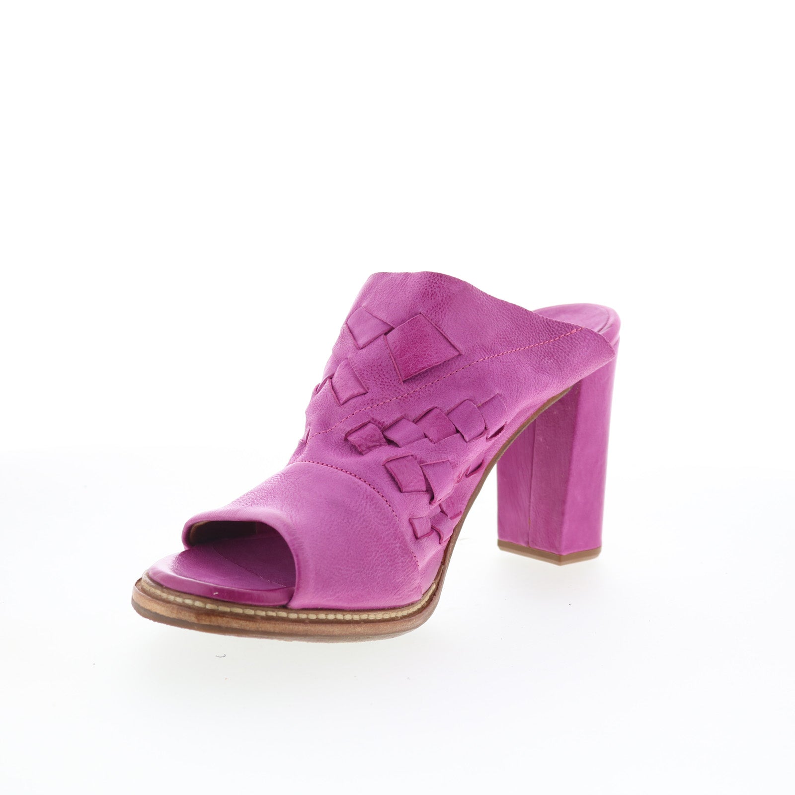 Benjy Womens Purple Leather Slip On Heeled Sandals Shoes