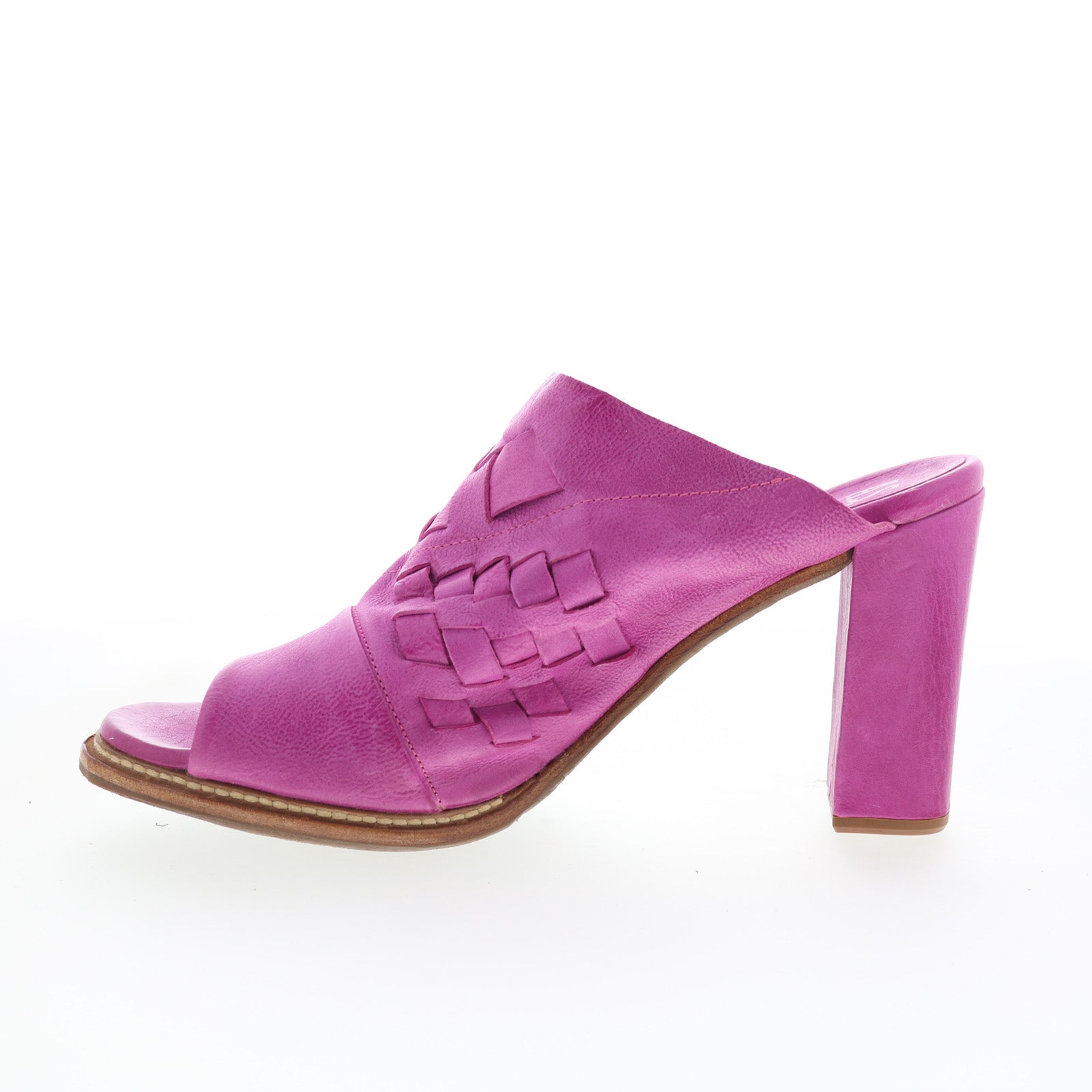 Benjy Womens Purple Leather Slip On Heeled Sandals Shoes
