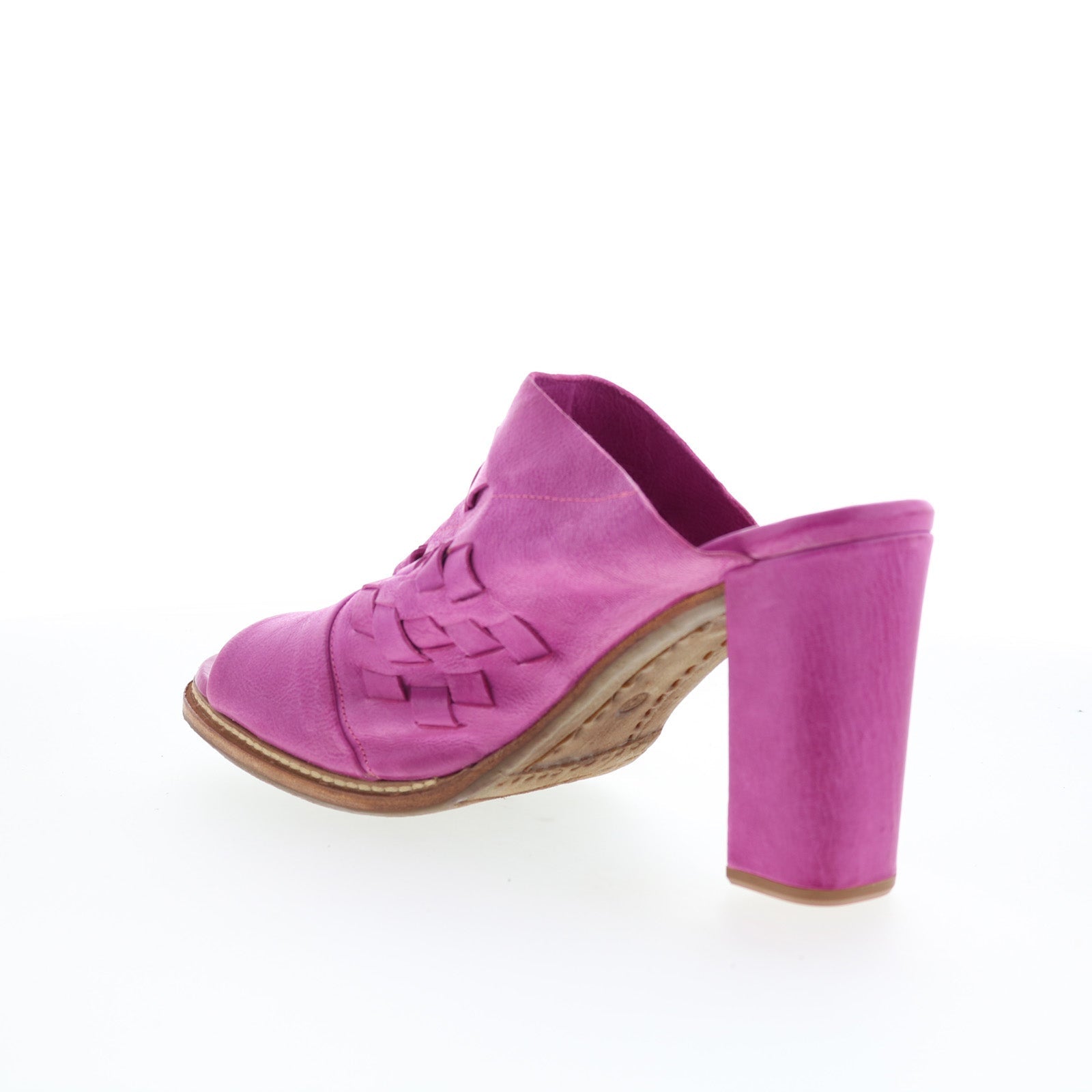 Benjy Womens Purple Leather Slip On Heeled Sandals Shoes