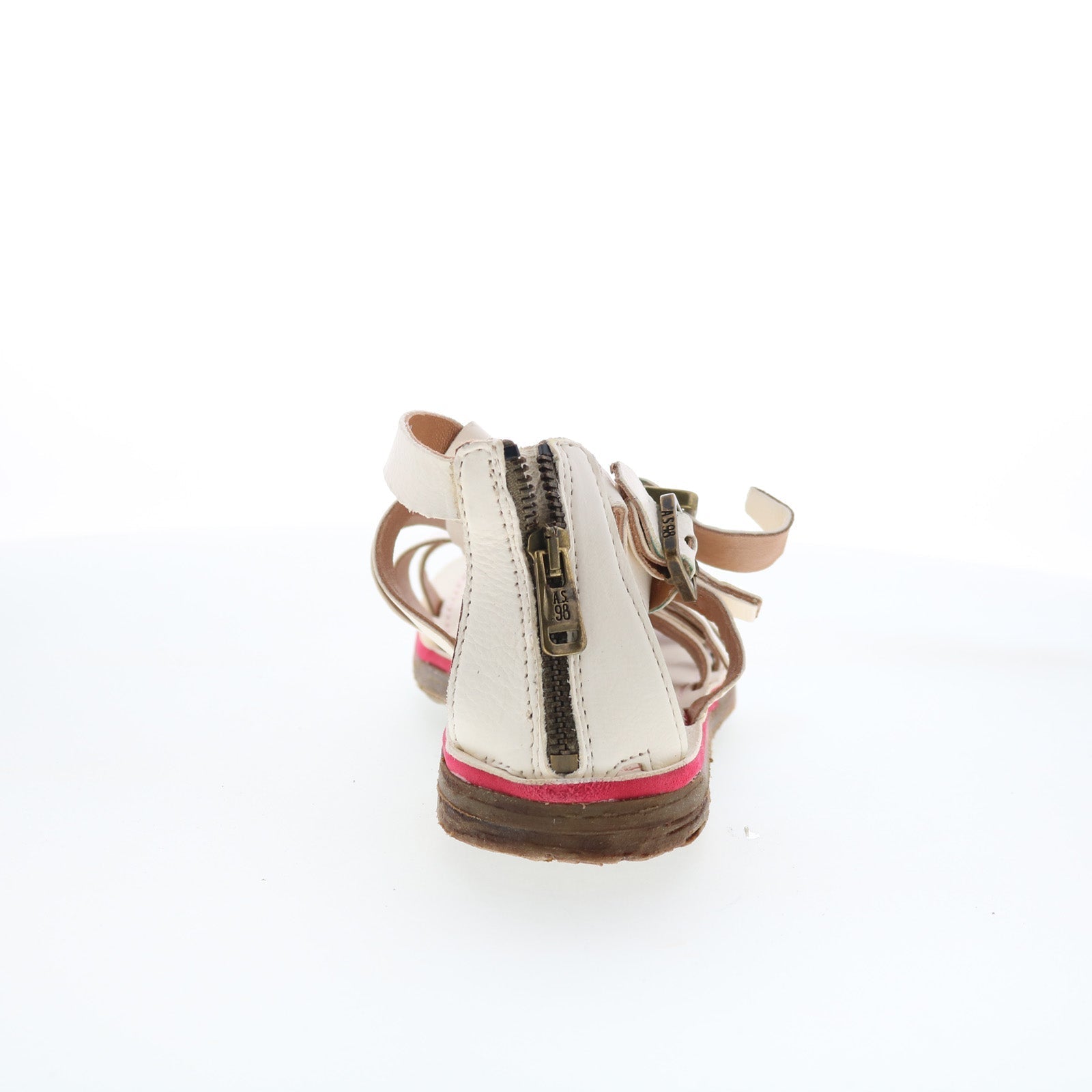 Brantley Womens White Leather Zipper Strap Sandals Shoes