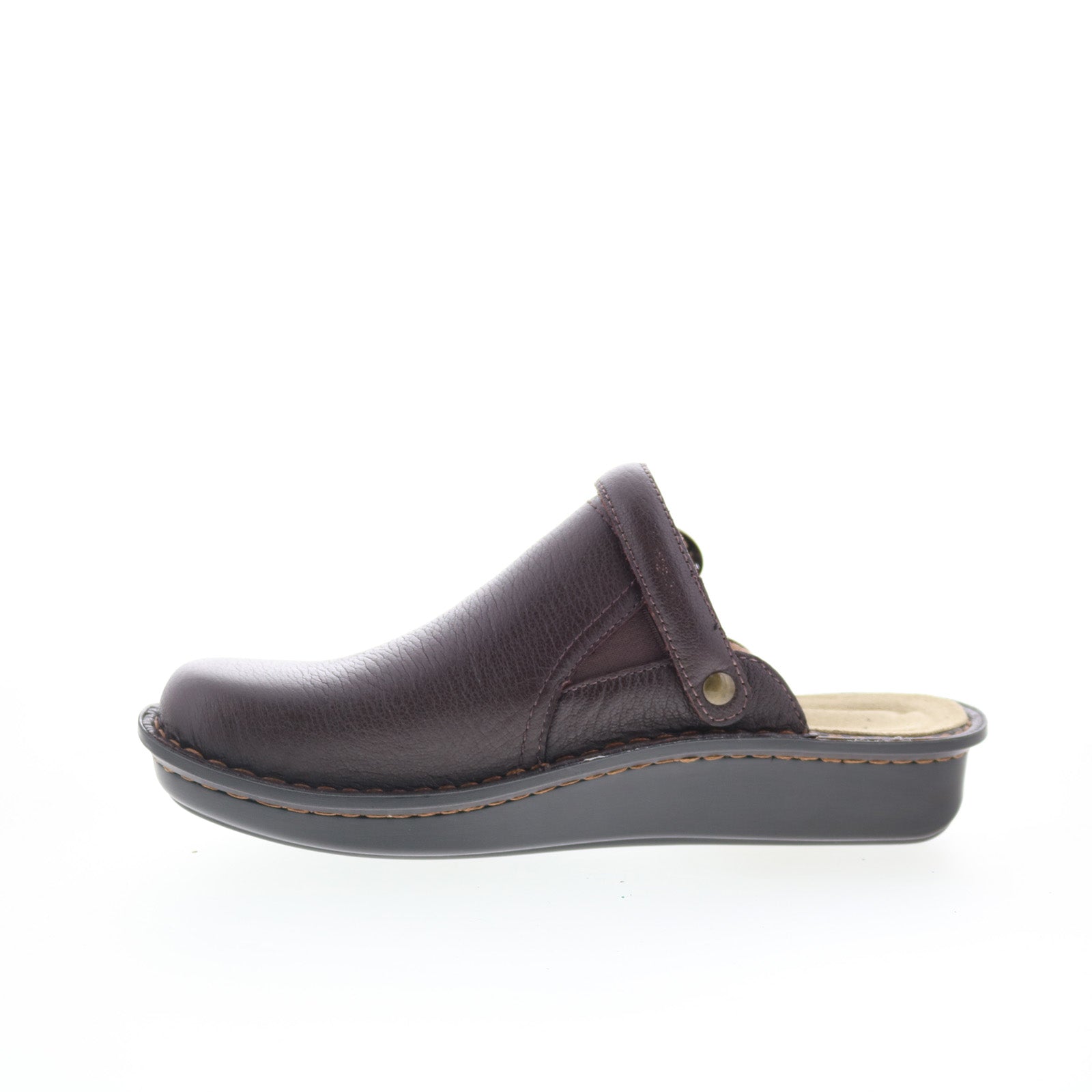 Alegria Bryn BRN-8140 Womens Brown Leather Slip On Clog Flats Shoes