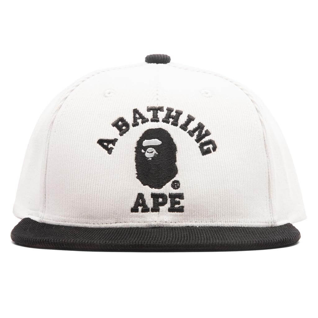 Corduroy College Snap Back Cap White