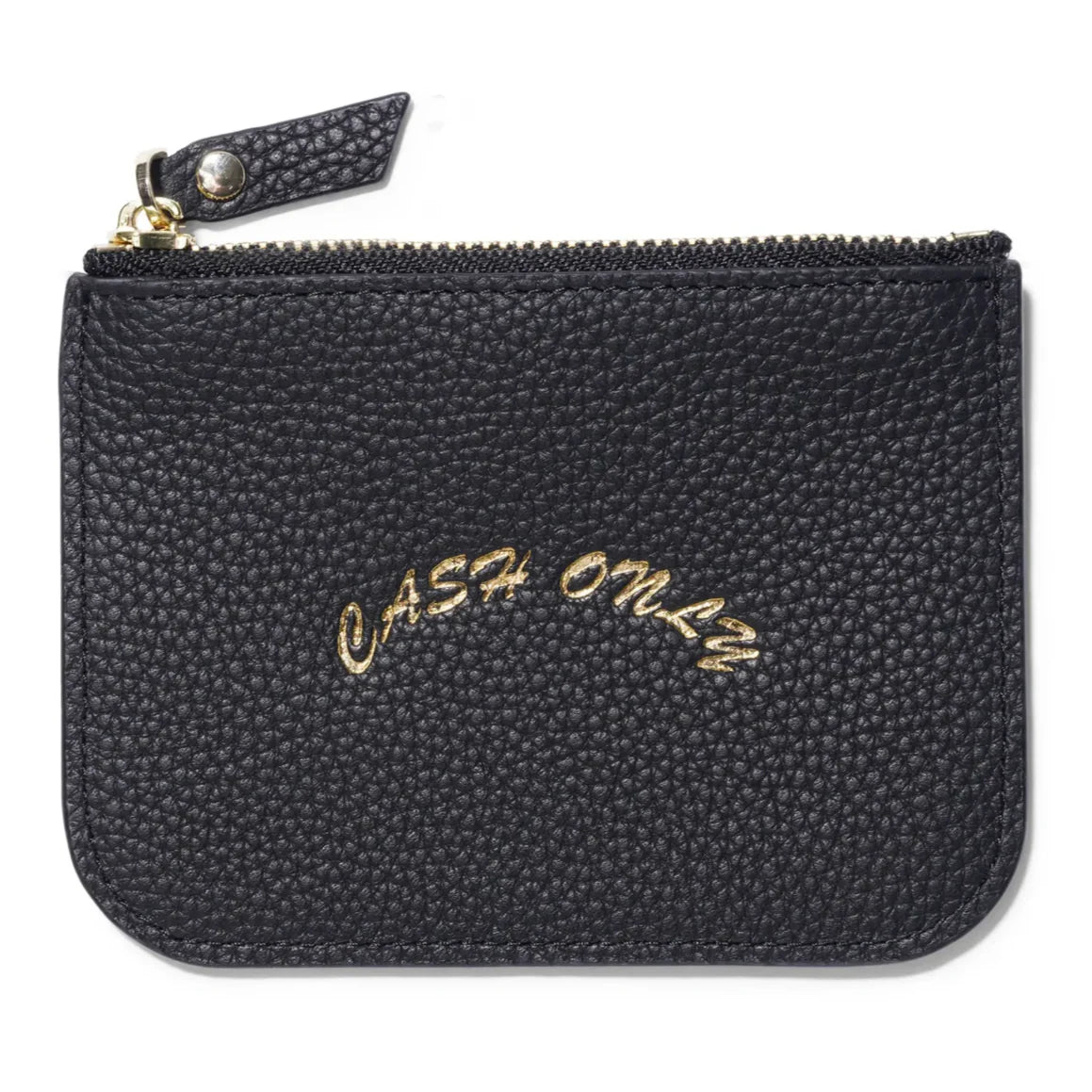 Cash Only Leather Zip Wallet Black