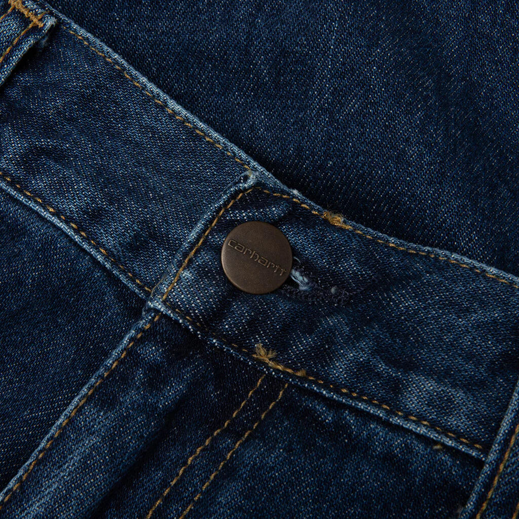 Double Knee Short Blue Stone Washed