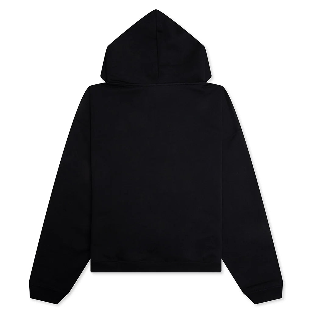 Initial Boxy Oversized Zip Through Hoodie Black