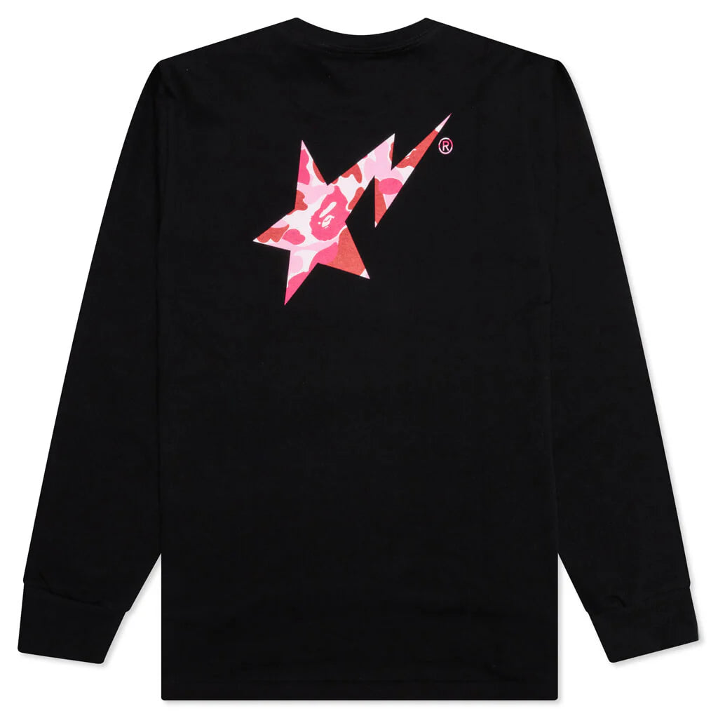 Abc Camo Bape Sta Logo L S Tee Black Pink