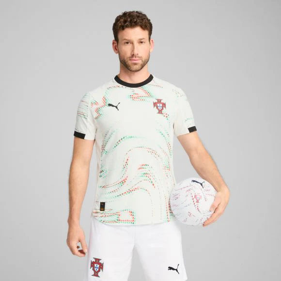 PUMA Portugal Away Authentic Mens Soccer Jersey 25 26 White Black
