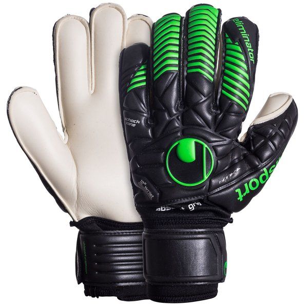 Uhlsport Eliminator Absolut Grip Bionik Goalkeeper Gloves Black Fluo Green